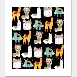 Beautiful Llamas - Pattern Llama Posters and Art